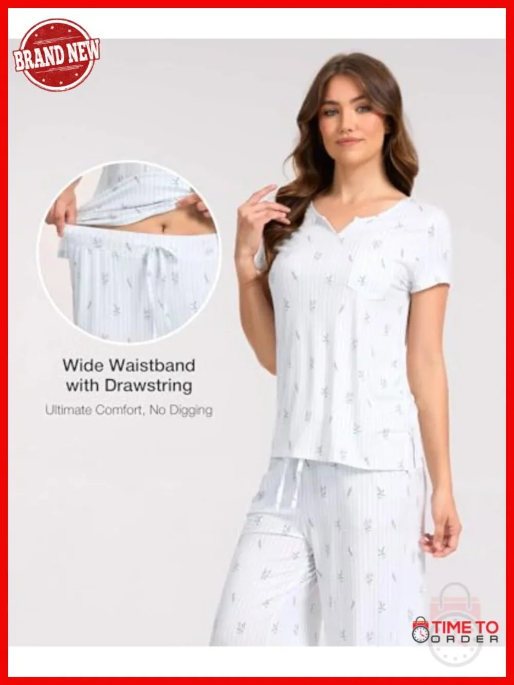 Women's Bamboo Viscose Pajama Set - Short Sleeve & Long Pants - Cooling Sleep